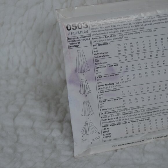 Simplicity 0503 Y2k skirt pattern, brand new uncut sizes 8-16 - Picture 4 of 6